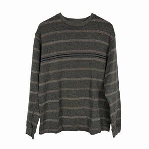 Naturalife Mens Striped 100% Cotton Gray Sweater Size Medium Sweatshirt Casual